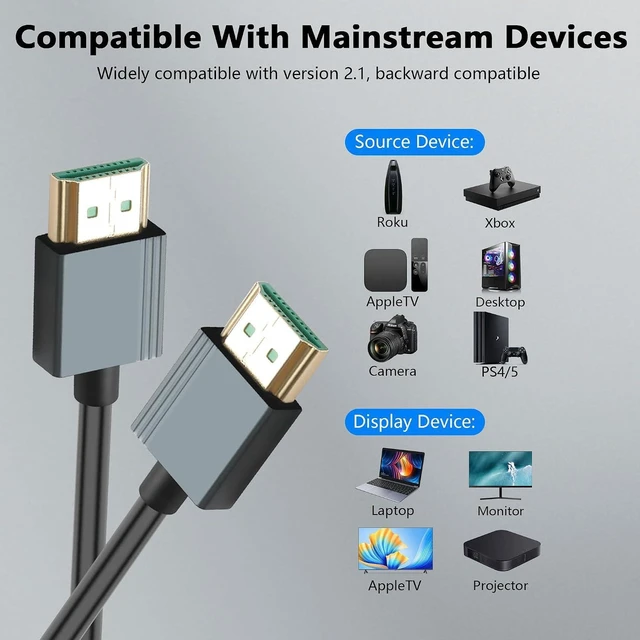 Alt view image 7 of 7 - AJMRTC 8K HDMI Coiled Cable, HDMI 2.1 High Speed HDMI to HDMI Spring Cord, 48Gbps Bandwidth, Support 8K@60Hz, 4K@120Hz, HDR, eARC, Dynamic HDR for TV, Monitor, Gaming Console, Projector