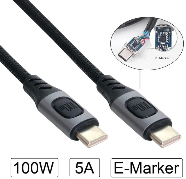 Alt view image 3 of 7 - AJMRTC USB C to USB C Cable 2.0M, USB 2.0 Type C Male to Male Cord with E-Marker Chip, PD 100W Fast Charging & Data Transfer Cable for Laptop, Smartphone, Tablet and All USB-C Enabled Devices