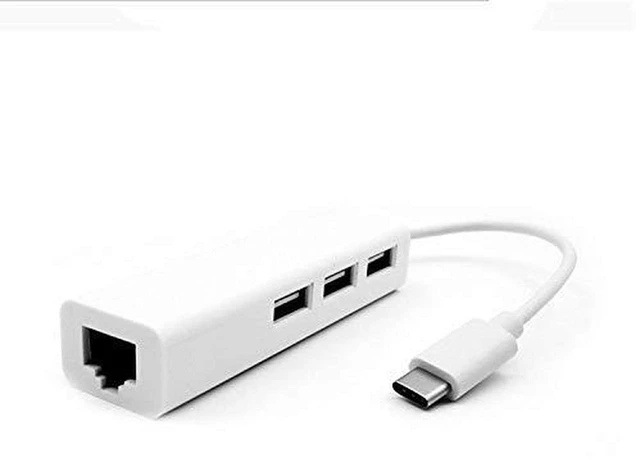 Main image of AJMRTC USB C Hub Adapter, USB Type C to 3 x USB A 3.0 + RJ45 Gigabit Ethernet LAN Network Converter, 4-in-1 Multiport USB-C Docking Cable for MacBook, Laptop, PC, Chromebook