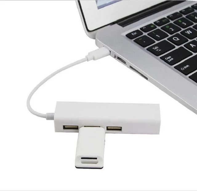 Alt view image 6 of 6 - AJMRTC USB C Hub Adapter, USB Type C to 3 x USB A 3.0 + RJ45 Gigabit Ethernet LAN Network Converter, 4-in-1 Multiport USB-C Docking Cable for MacBook, Laptop, PC, Chromebook