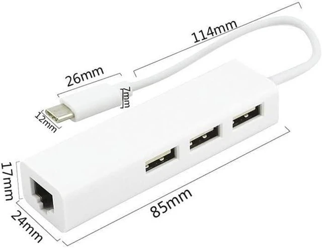 Alt view image 5 of 6 - AJMRTC USB C Hub Adapter, USB Type C to 3 x USB A 3.0 + RJ45 Gigabit Ethernet LAN Network Converter, 4-in-1 Multiport USB-C Docking Cable for MacBook, Laptop, PC, Chromebook