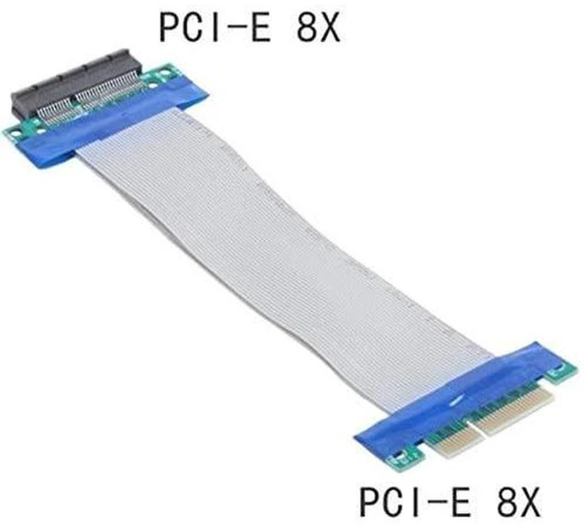Alt view image 5 of 6 - AJMRTC PCIe 8X to 8X Riser Card, PCI Express 8X Male to Female Flexible Ribbon Extender Cable 20cm, PCI-E 8X Slot Extension Cord for Desktop PC, Server, GPU Expansion
