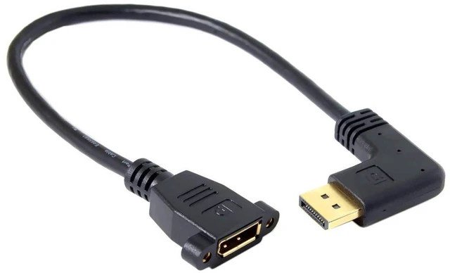 Main image of AJMRTC 4K DisplayPort 1.2 Extension Cable, 0.98FT DP Male to Female 90 Degree Right Angled Cord, DP Extender Cable with Screw Holes for Desktop GPU, Monitor, Video Display Connection