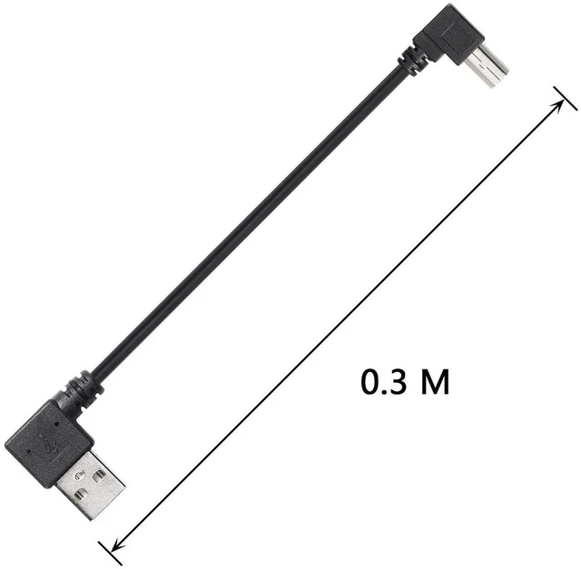Alt view image 5 of 6 - AJMRTC 90 Degree USB A to B Cable 1FT, Left Angled USB Type A Male to Left & Right Angle USB B Male Cord, USB 2.0 Short Data Transfer Cable for Printer, Scanner, MIDI Controller