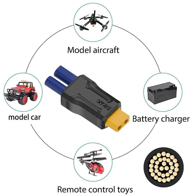 Alt view image 2 of 7 - AJMRTC XT60 to EC5 Bidirectional Charging Adapter, EC5 Female to XT60 Female Conversion Plug, RC Model Charging Connector Adapter for Aircraft Model, Car Model Lipo Battery Charging Cable