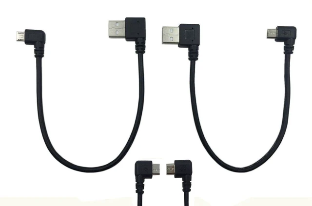 Main image of AJMRTC 9 Inch Micro USB Cable Combo, Left & Right 90 Degree Angled Micro USB 5Pin Male to USB 2.0 Male Cord, Short Micro USB 2.0 Data Charging Cable for Android Phones, Dash Cam, GPS Devices
