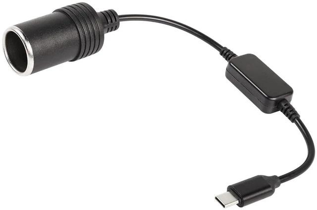 Main image of AJMRTC 1FT USB C Male to 12V Cigarette Lighter Socket Power Cable, 8W USB-C to Car Cigarette Lighter Female Adapter Cord, Portable 1 Foot Power Cable for Dash Cam, 12V Low Power Car Accessories