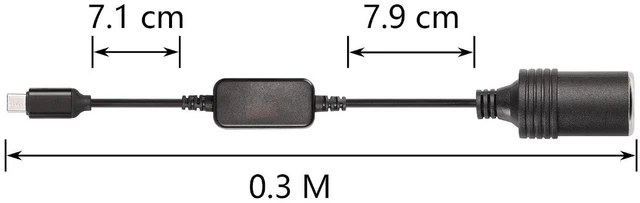 Alt view image 4 of 7 - AJMRTC 1FT USB C Male to 12V Cigarette Lighter Socket Power Cable, 8W USB-C to Car Cigarette Lighter Female Adapter Cord, Portable 1 Foot Power Cable for Dash Cam, 12V Low Power Car Accessories