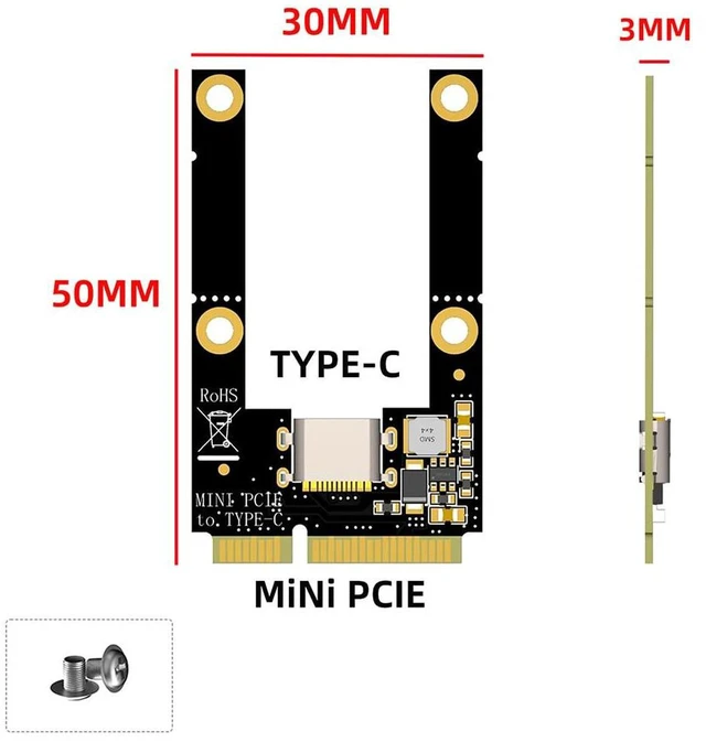 Alt view image 5 of 7 - AJMRTC Mini PCI-E to TF Card & USB-C Adapter Card, Mini PCI Express to USB-C Reader Card, Half Height & Full Height Compatible, Laptop Mini PCIe Expansion Card with TF Card Reader Function for Noteboo