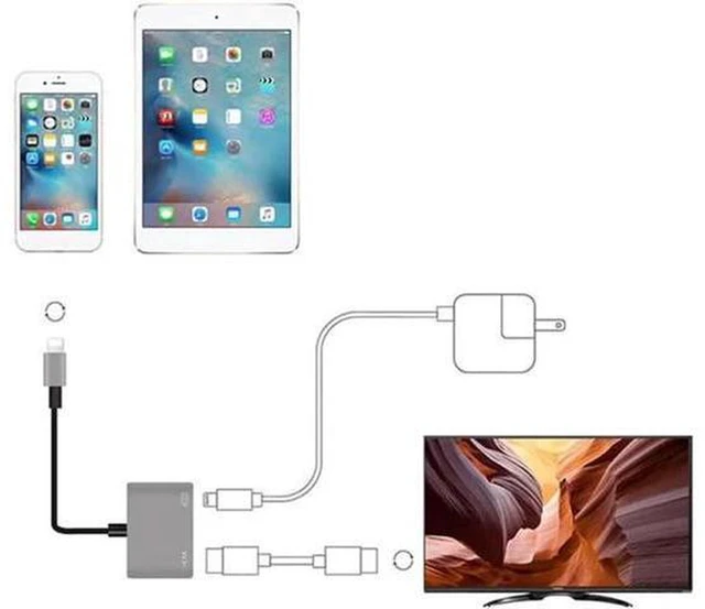 Alt view image 4 of 6 - AJMRTC 8Pin to HDMI Adapter Cable, 1080P HD Digital AV Video Cord, 8Pin Lightning to HDMI Converter Cable for iPhone X, iPhone 6, 7, 8 Plus, Sync Screen to HDTV Monitor Projector