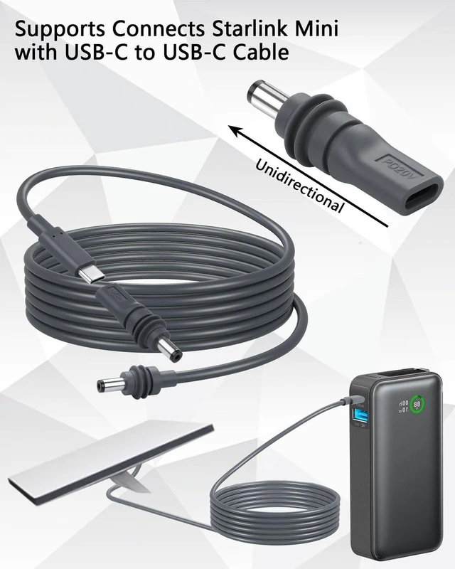 Alt view image 3 of 6 - AJMRTC 2 Pack USB C to DC 5.5mm x 2.1mm Power Adapter Cable, PD 100W USB Type C Female to DC 5521 Male Converter Cord for Starlink Mini, PD Power Supply, Portable Power Station
