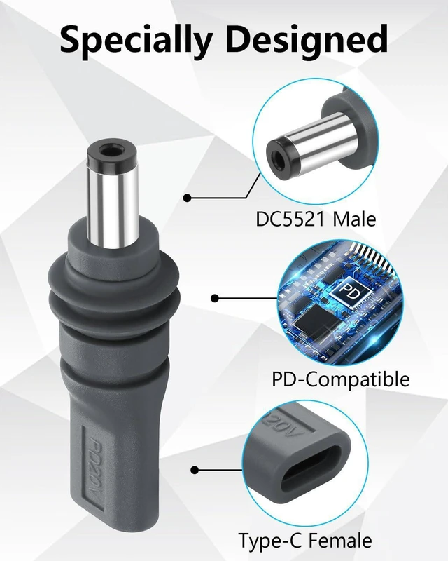 Alt view image 5 of 6 - AJMRTC 2 Pack USB C to DC 5.5mm x 2.1mm Power Adapter Cable, PD 100W USB Type C Female to DC 5521 Male Converter Cord for Starlink Mini, PD Power Supply, Portable Power Station