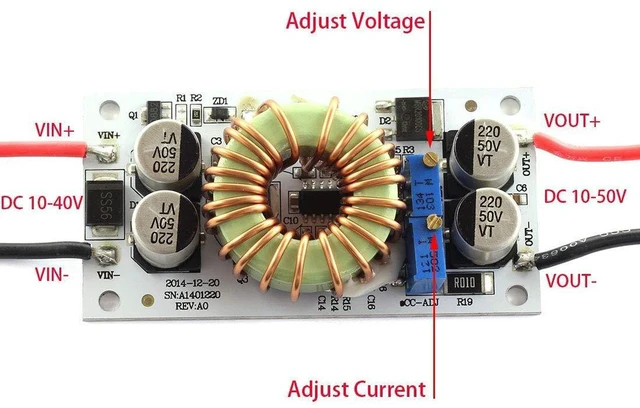 Alt view image 6 of 6 - AJMRTC 250W DC-DC Adjustable Step Up Power Supply Module, 10-40V Input to 10-50V Output 6A Boost Converter, High Efficiency Step-Up Voltage Regulator Board for Solar Battery Charging, DIY Power Projec