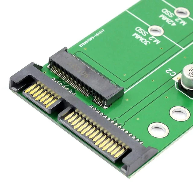 Alt view image 4 of 6 - AJMRTC SATA 3 to M.2 NGFF SSD Adapter Card, B Key M2 to SATA III Converter, 7+5 Pin SATA M.2 SSD Expansion Card, Supports 30mm 42mm 60mm 80mm M.2 B Key SSD, Green PCB Board for Desktop PC