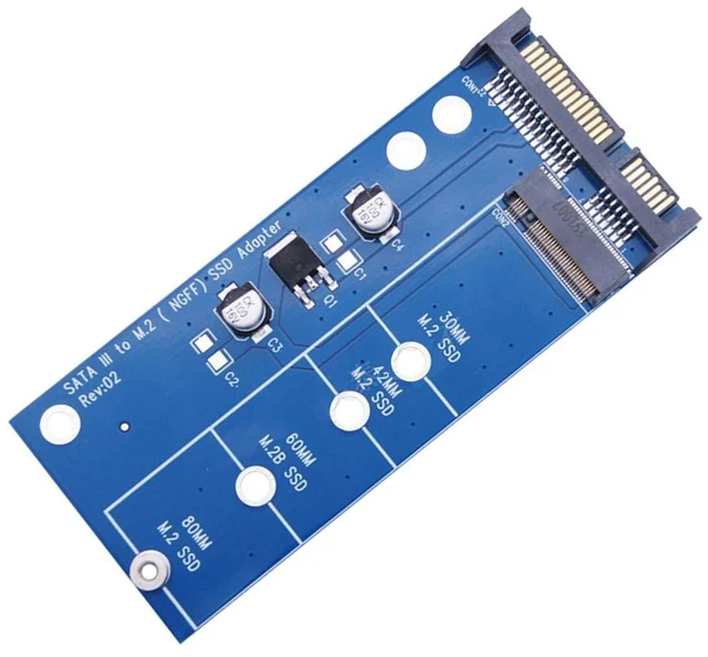 Alt view image 5 of 5 - AJMRTC SATA 3 to M.2 NGFF SSD Adapter Card, B Key M2 to SATA III Converter, 7+5 Pin SATA M.2 SSD Expansion Card, Supports 30mm 42mm 60mm 80mm B Key M.2 SSD, Blue PCB Board for Desktop PC Storage Upgra