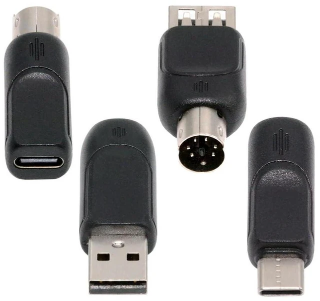 Main image of AJMRTC 4 Pack PS/2 to USB Adapter, USB A & USB C to PS/2 Converter, USB Type-A / Type-C to PS2 Female Adapter for Old PS/2 Keyboard and Mouse, Convert PS2 Mouse Keyboard to USB Port for PC Desktop