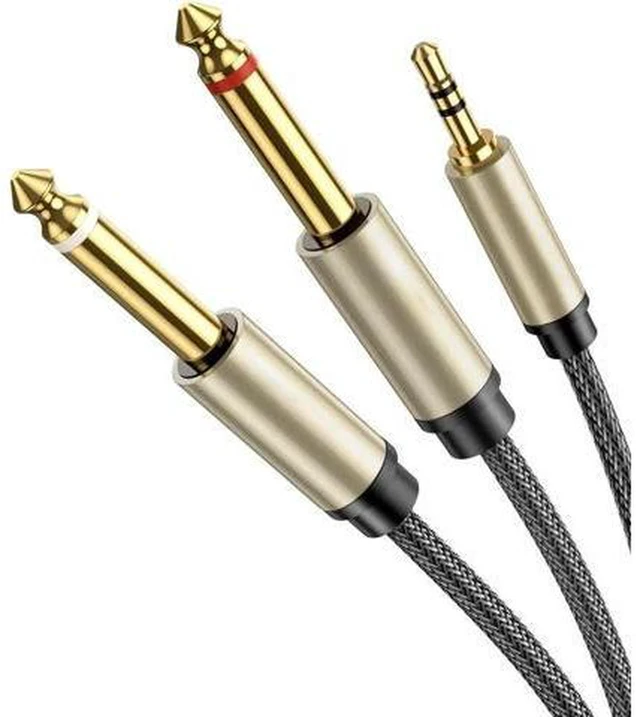 Alt view image 5 of 5 - AJMRTC 3.5mm to 6.35mm Audio Cable, 1/8 Inch 3.5mm Male to 1/4 Inch 6.35mm Male Stereo Audio Cord, 3.5 to 6.35mm Audio Adapter Cable for Phone, Guitar, Amplifier, Mixer, Speaker, Headphone