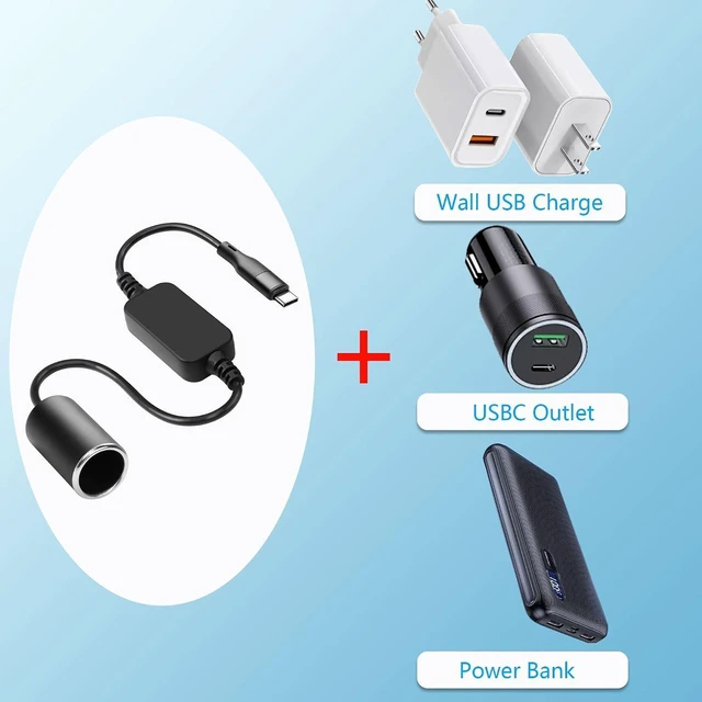 Alt view image 3 of 7 - AJMRTC 1FT USB C Male to 12V 18W Cigarette Lighter Socket Adapter Power Cable, Type-C to Car Cigarette Lighter Female Connector, 1 Foot Cord for Dash Cam, Low Power Car Electronic Devices