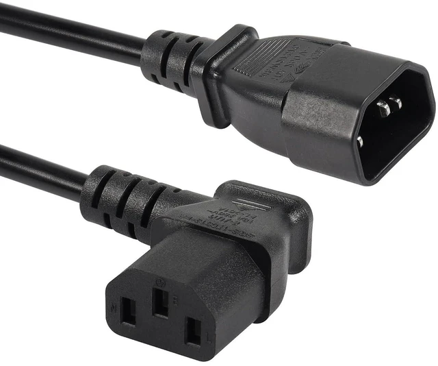 Alt view image 5 of 6 - AJMRTC 40cm Right Angle IEC 320 C14 Male to C13 Female Power Cord, 90 Degree Angled IEC C13 to C14 Power Cable, Short IEC Extension Cable for Server, PC, Monitor, Power Supply & Electronic Equipment