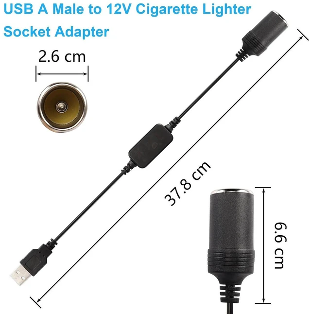 Alt view image 7 of 7 - AJMRTC 1FT USB A Male to 12V 8W Cigarette Lighter Socket Adapter Power Cable, USB Type-A to Car Cigarette Lighter Female Connector, 1 Foot Cord for Dash Cam and Low Power Car Electronic Devices
