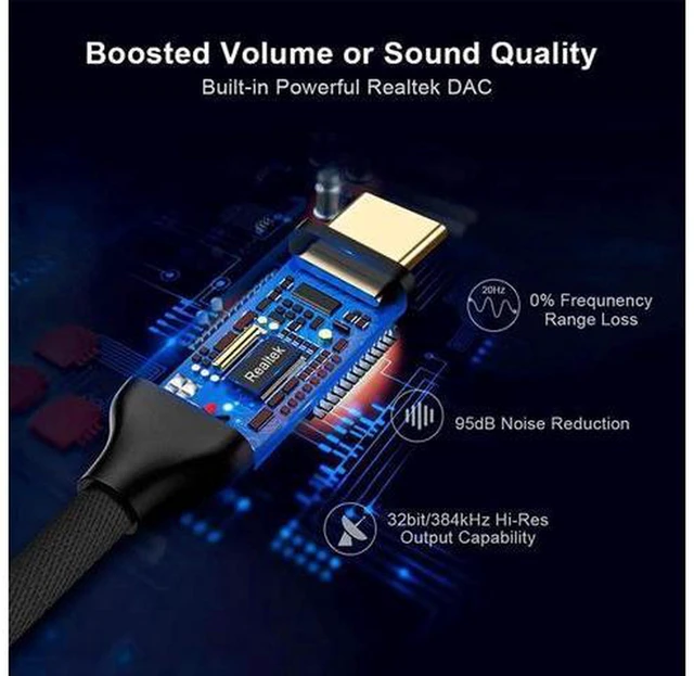 Alt view image 2 of 7 - AJMRTC USB C to 3.5mm Headphone Jack Adapter, Type-C to 3.5mm Audio Converter Cable, HiFi Sound Type C Aux Dongle for Headphones, Earphones, Speaker, Compatible with USB-C Smartphones, Laptops & Table