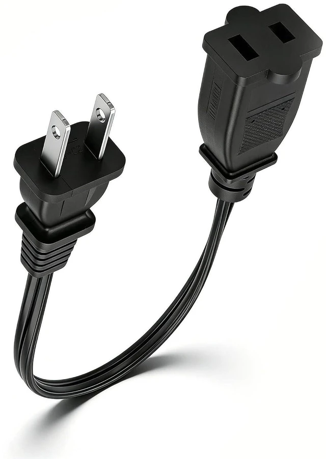Main image of AJMRTC 2 Prong US AC Extension Cord, 10A 125V 18AWG 2-Prong Male to Female Power Cable, US 2 Pin Short Power Extension Wire for Household Small Appliances, Lamps, Chargers and Electronic Devices