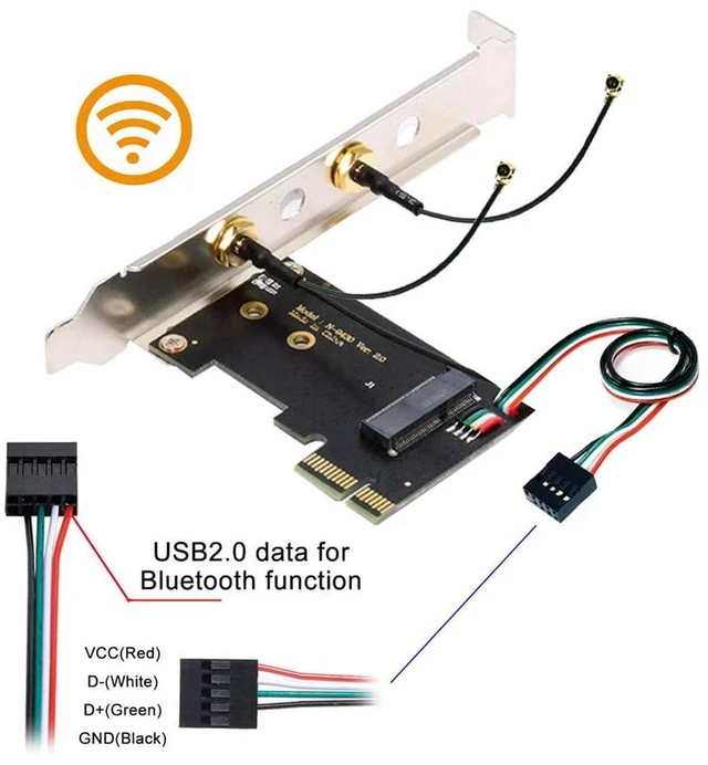 Alt view image 7 of 7 - AJMRTC NGFF A/E-Key Wireless WiFi Card to PCIe 1x Adapter, PCI-E x1 to A+E Key M.2 Converter Card, Supports WiFi6, WiFi7 and Bluetooth Module, M.2 A/E Key WLAN Card Adapter for Desktop PC