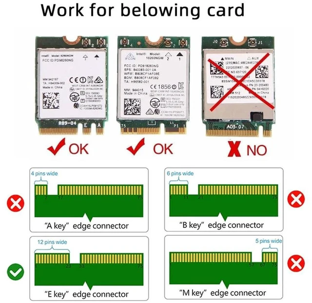 Alt view image 5 of 7 - AJMRTC NGFF A/E-Key Wireless WiFi Card to PCIe 1x Adapter, PCI-E x1 to A+E Key M.2 Converter Card, Supports WiFi6, WiFi7 and Bluetooth Module, M.2 A/E Key WLAN Card Adapter for Desktop PC