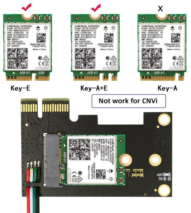 Alt view image 2 of 7 - AJMRTC NGFF A/E-Key Wireless WiFi Card to PCIe 1x Adapter, PCI-E x1 to A+E Key M.2 Converter Card, Supports WiFi6, WiFi7 and Bluetooth Module, M.2 A/E Key WLAN Card Adapter for Desktop PC