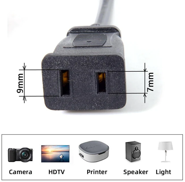 Alt view image 7 of 7 - AJMRTC Straight Connector USA Outlet Saver Power Extension Cord, 2-Prong 2 Outlets Splitter Cable NEMA 1-15P Male to Dual NEMA 1-15R Female 50cm, US AC Power Cord for Small Appliances, Lamp, Fan