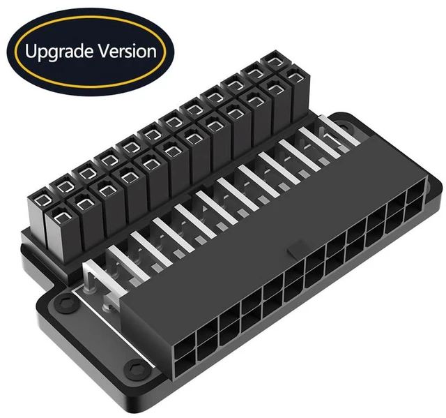 Alt view image 7 of 7 - AJMRTC ATX 24Pin to 24Pin 90 Degree Power Adapter, Female to Male Right Angle ATX Motherboard Connector with Power OK & Stand By LED Indicators, ABS Plastic Housing for Desktop PC PSU Cable Management