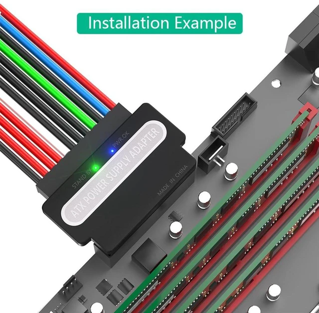Alt view image 5 of 7 - AJMRTC ATX 24Pin to 24Pin 90 Degree Power Adapter, Female to Male Right Angle ATX Motherboard Connector with Power OK & Stand By LED Indicators, ABS Plastic Housing for Desktop PC PSU Cable Management