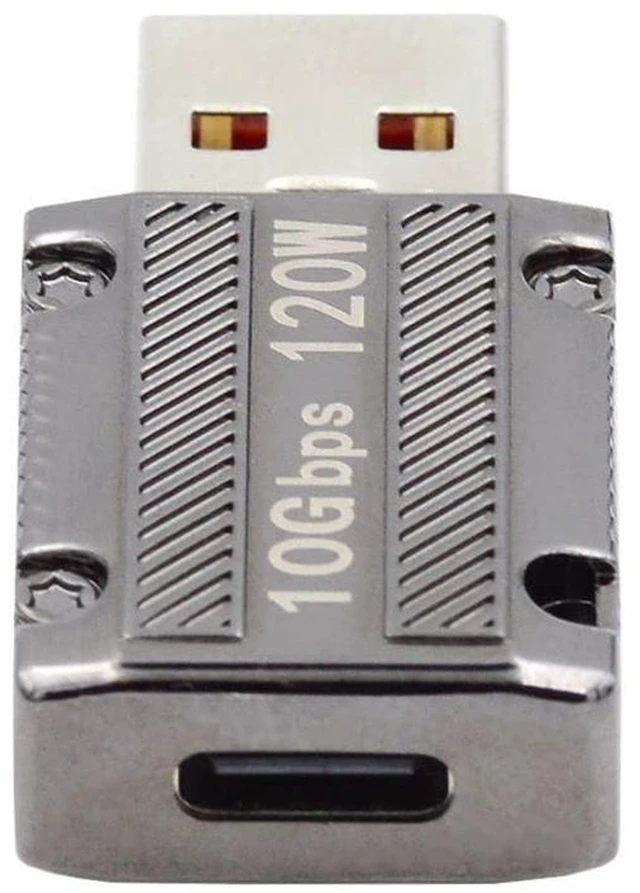 Alt view image 2 of 7 - AJMRTC USB Type-C to USB 3.0 Adapter, 10Gbps Data Transfer & 120W Fast Charging Connector, Alloy Shell Mecha Cyberpunk Style OTG Converter for Laptop, Tablet, Phone and USB-C Devices