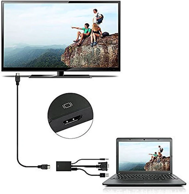Alt view image 5 of 5 - AJMRTC VGA to HDMI Adapter Male to Female, 1080P Full HD Video Converter with Audio Support, VGA Input to HDMI Output Connector for PC, Laptop, Monitor, Projector