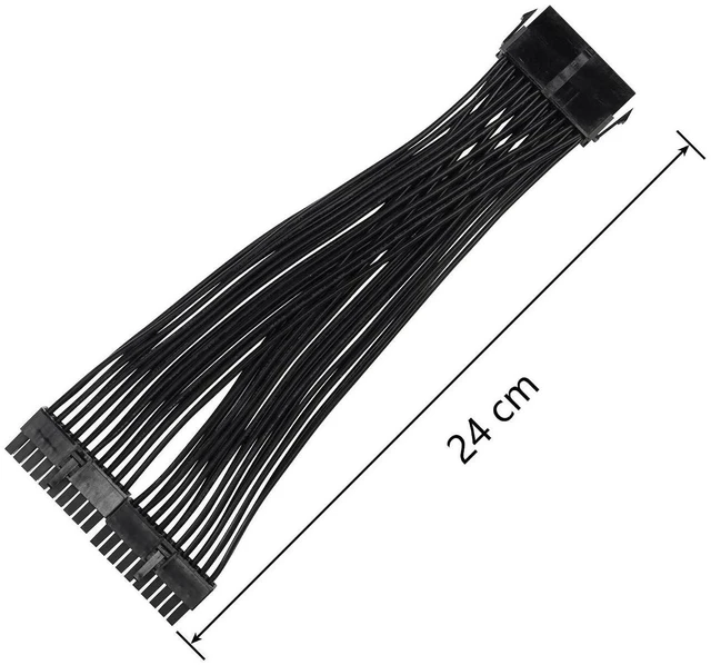 Alt view image 5 of 5 - AJMRTC 24cm ATX 20 Pin PSU Splitter Cable, 18AWG ATX 20Pin Female to Dual Male Power Extension Cord, Desktop Motherboard Power Supply Splitter for PC ATX Power Distribution