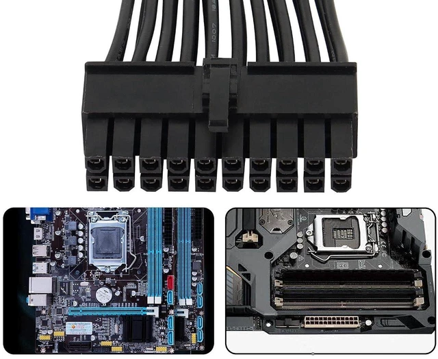 Alt view image 4 of 5 - AJMRTC 24cm ATX 20 Pin PSU Splitter Cable, 18AWG ATX 20Pin Female to Dual Male Power Extension Cord, Desktop Motherboard Power Supply Splitter for PC ATX Power Distribution