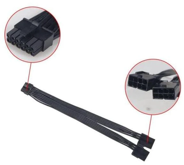 Alt view image 5 of 7 - AJMRTC Dual PCIe 6/8 Pin Female to Mini 12 Pin Male GPU Power Adapter Cable, Compatible with NVIDIA GeForce RTX 3080 RTX 3090 RTX 30 Series Graphics Card Power Conversion Cord