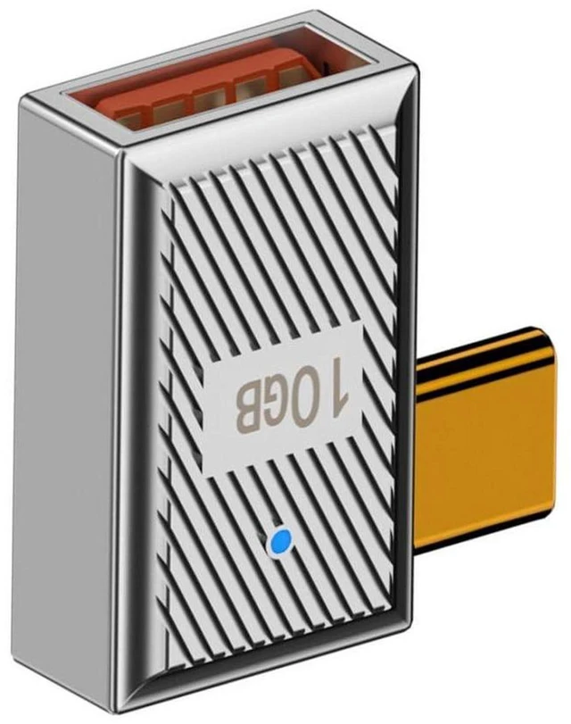 Main image of AJMRTC 90 Degree Right Angle USB 3.0 to USB C OTG Adapter, 10Gbps Data Sync & PD 120W Power Pass Through Converter, Alloy Shell Type-C Connector for Laptop, Tablet, Phone and USB Peripherals