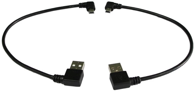 Alt view image 2 of 5 - AJMRTC 9 Inch Mini USB Cable Combo, Right Angle & Left Angle Mini USB Male to USB Type A Cord, 2 Pack 9" Mini USB 2.0 Cable for Digital Camera, GPS, Dash Cam and Old Mini USB Devices