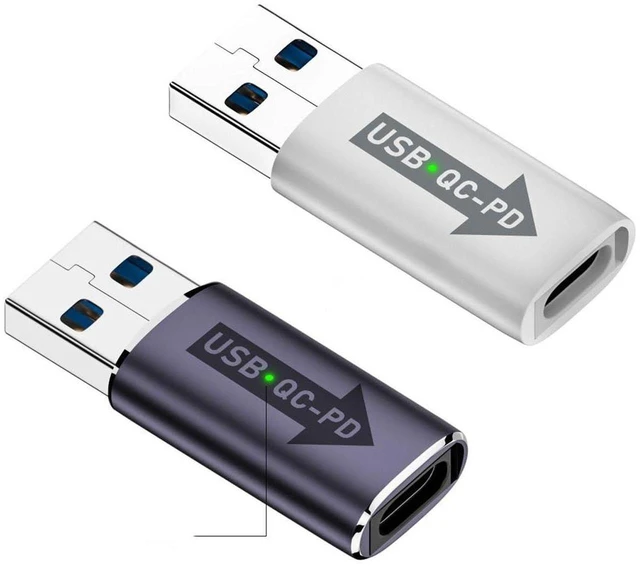 Main image of AJMRTC 2Pcs/Set USB 3.0 QC to PD USB-C Adapter, 5Gbps High Speed Data & Power Converter for Laptop, Tablet, Smartphone, USB Type-C Devices