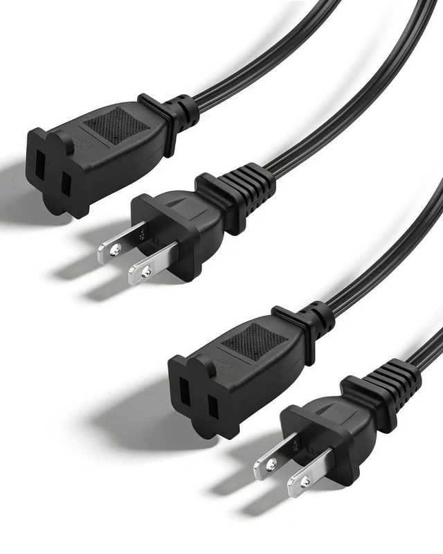 Main image of AJMRTC 2 Prong AC Extension Cord, 10A 125V US 2-Prong Male to Female Power Cable, 18AWG American 2-Pin Power Extension Wire for Household Electronics