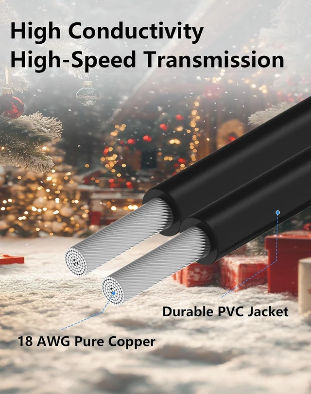 Alt view image 7 of 7 - AJMRTC 2 Prong AC Extension Cord, 10A 125V US 2-Prong Male to Female Power Cable, 18AWG American 2-Pin Power Extension Wire for Household Electronics