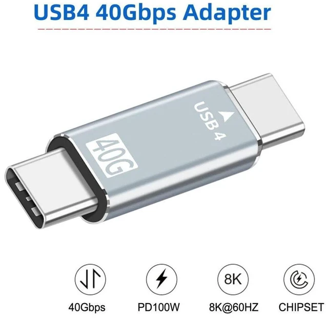 Alt view image 6 of 7 - AJMRTC USB C Male to Male Adapter, USB4 Type-C Extension Connector, Supports 100W PD Power Delivery, 8K Video Output & High Speed Data Transfer for Laptop, Phone, Docking Station