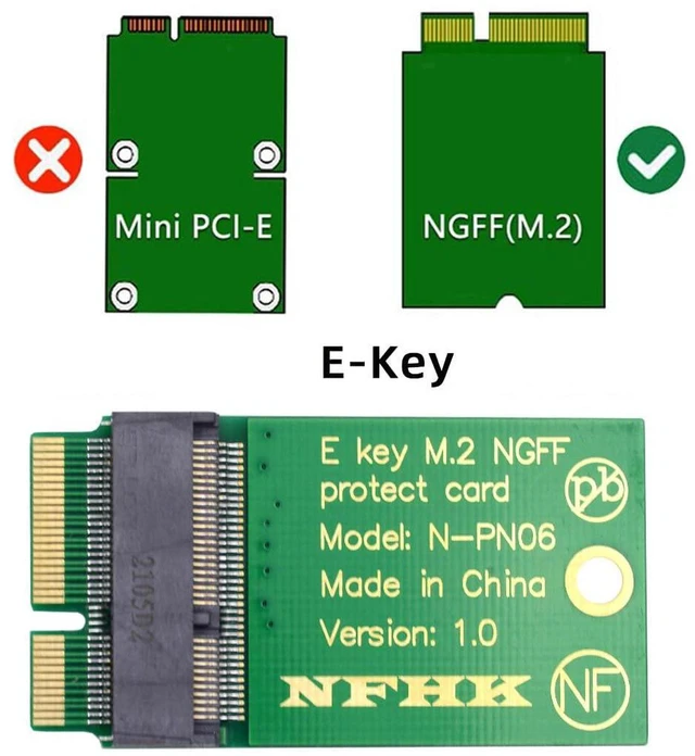 Alt view image 4 of 7 - AJMRTC NGFF E-Key A+E Key Male to Female Extension Adapter, Convert M.2 22x30mm to 22x42mm Form Factor, M.2 WiFi Bluetooth Wireless Card Riser Board