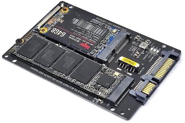 Alt view image 3 of 7 - AJMRTC NGFF M.2 B+M Key & mSATA to SATA3 Adapter Card, M2 SSD to 6Gbps SATA Interface Converter Board for Desktop PC SSD Storage Upgrade