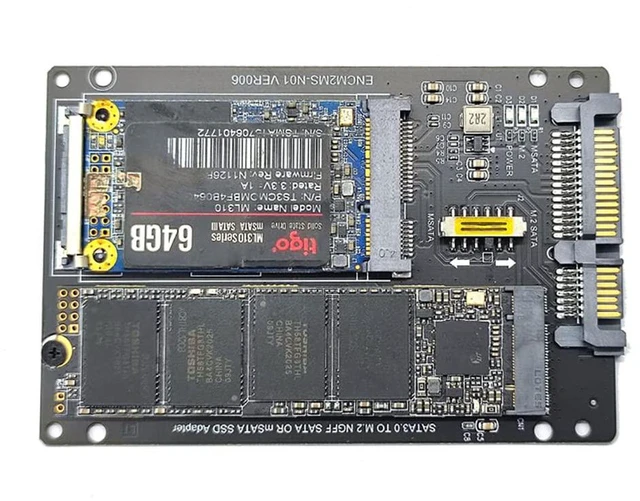 Alt view image 7 of 7 - AJMRTC NGFF M.2 B+M Key & mSATA to SATA3 Adapter Card, M2 SSD to 6Gbps SATA Interface Converter Board for Desktop PC SSD Storage Upgrade