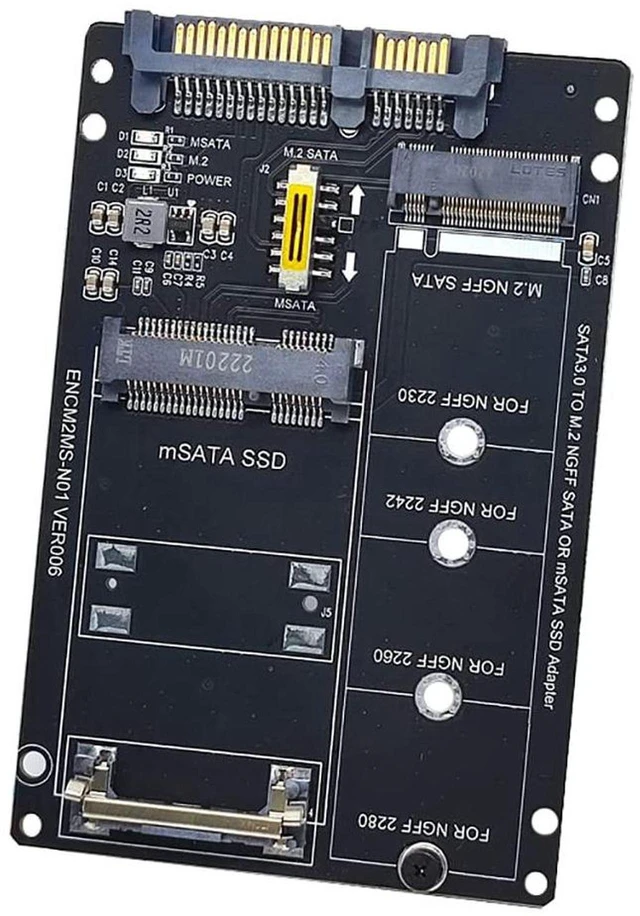 Alt view image 2 of 7 - AJMRTC NGFF M.2 B+M Key & mSATA to SATA3 Adapter Card, M2 SSD to 6Gbps SATA Interface Converter Board for Desktop PC SSD Storage Upgrade