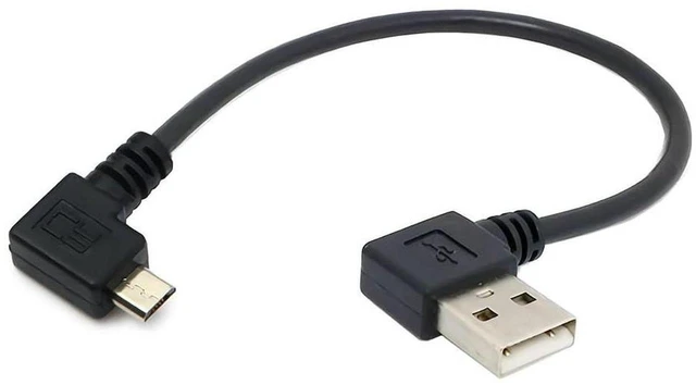 Main image of AJMRTC USB 2.0 to Micro USB 5Pin Right Angled Extension Cable, 90 Degree Micro USB Male to USB A Female 20cm Data & Charging Cord for Camera, GPS, Old Android Devices