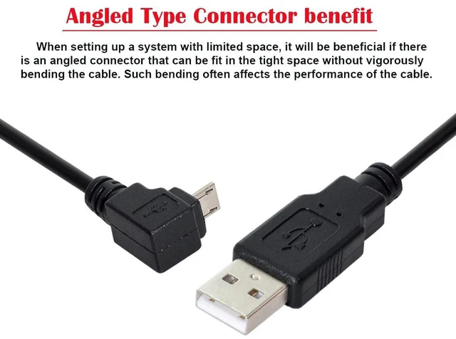Alt view image 2 of 7 - AJMRTC Down Angled 90 Degree Micro USB Male Cable, 30cm Short Micro USB Data Sync Charging Cord, Right Angle Micro USB Charger Cable for Android Phones, Tablets, Power Banks, Micro USB Port Devices