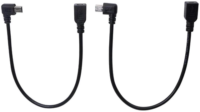 Main image of AJMRTC 9Inch Mini USB Cable Combo, Mini USB Female to Right Angle & Left Angle Male Data Charging Cord, L-shaped Mini USB Adapter Cable, 2 Pack Angled Mini USB Cable for Digital Cameras, GPS, MP3 Play